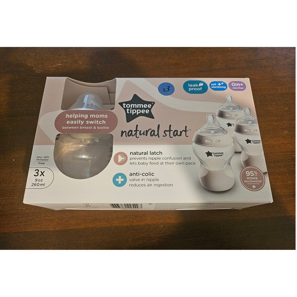 Tommee Tippee Baby Bottles Kids 9oz Clear Natural Start Anti-Colic 3-Pack